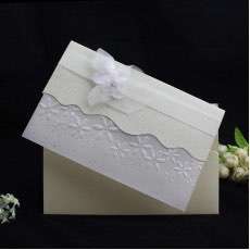 Customized Invitation Card Wave Design Wedding Invitation with Silk Bow